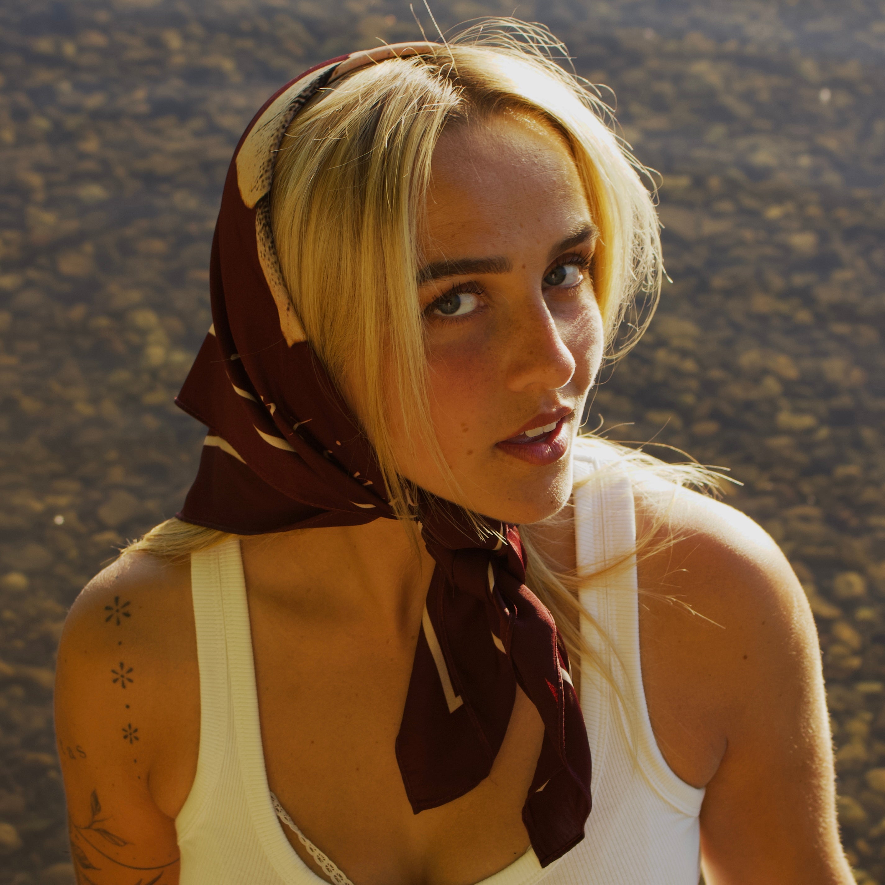 flora red ⁓ mulberry silk scarf